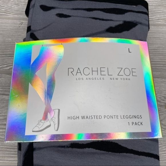 Nwt Rachel Zoe high waisted ponte leggings stretch lounge wear zebra print large - Picture 2 of 3